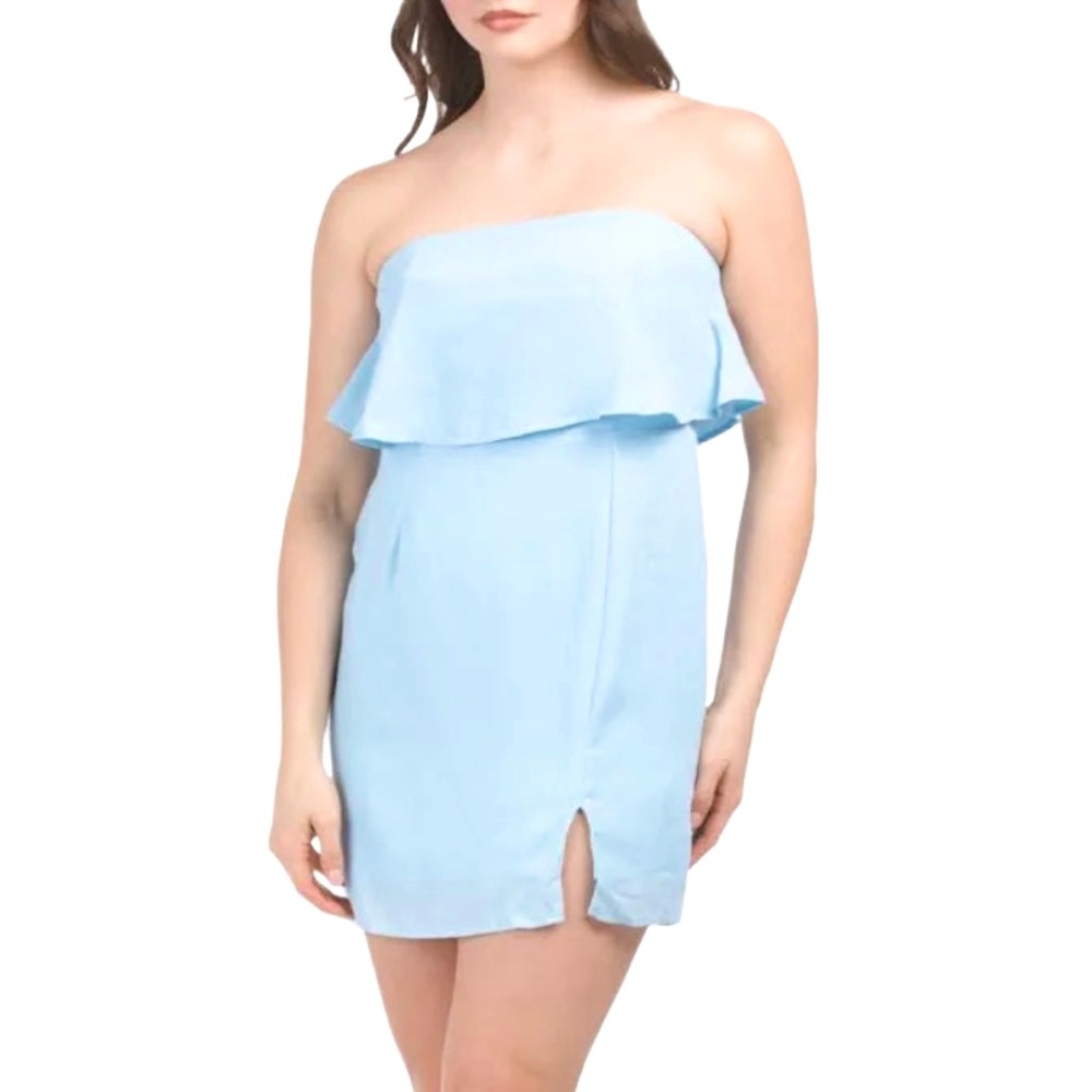 Le Lis NWT Baby Blue Strapless Mini Dress